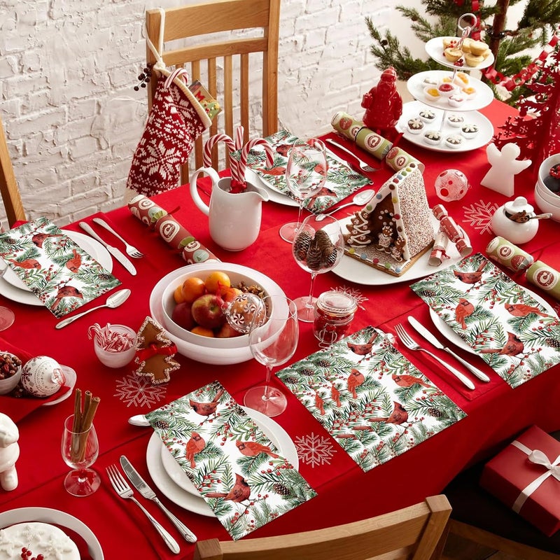 IANFEPH 100 Pcs Christmas Napkin 3 Ply Disposable Bathroom Guest Hand Towels Xmas Vintage Bird Pine Decorative Dinner Napkins for Winter Holiday Kitchen Wedding Birthday Party - Image 5